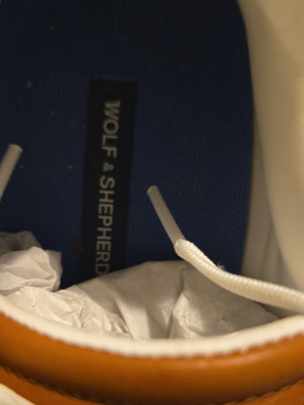 Men's White Athletic Sneakers with Navy Outsole Accent - Picture 6 of 8